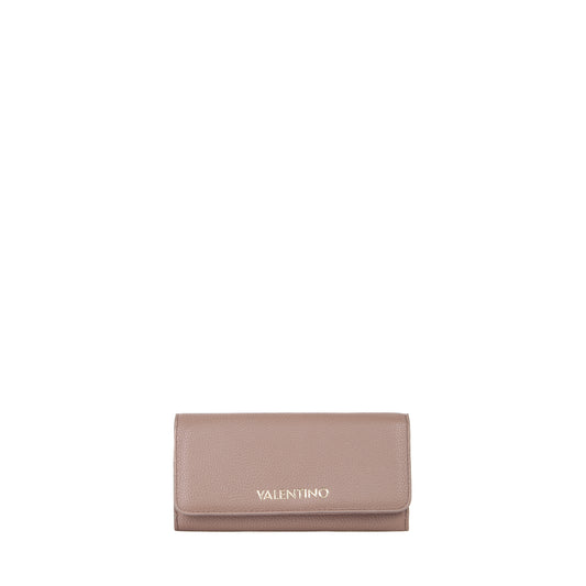 Portefeuille femme grainé taupe fermoir rabat