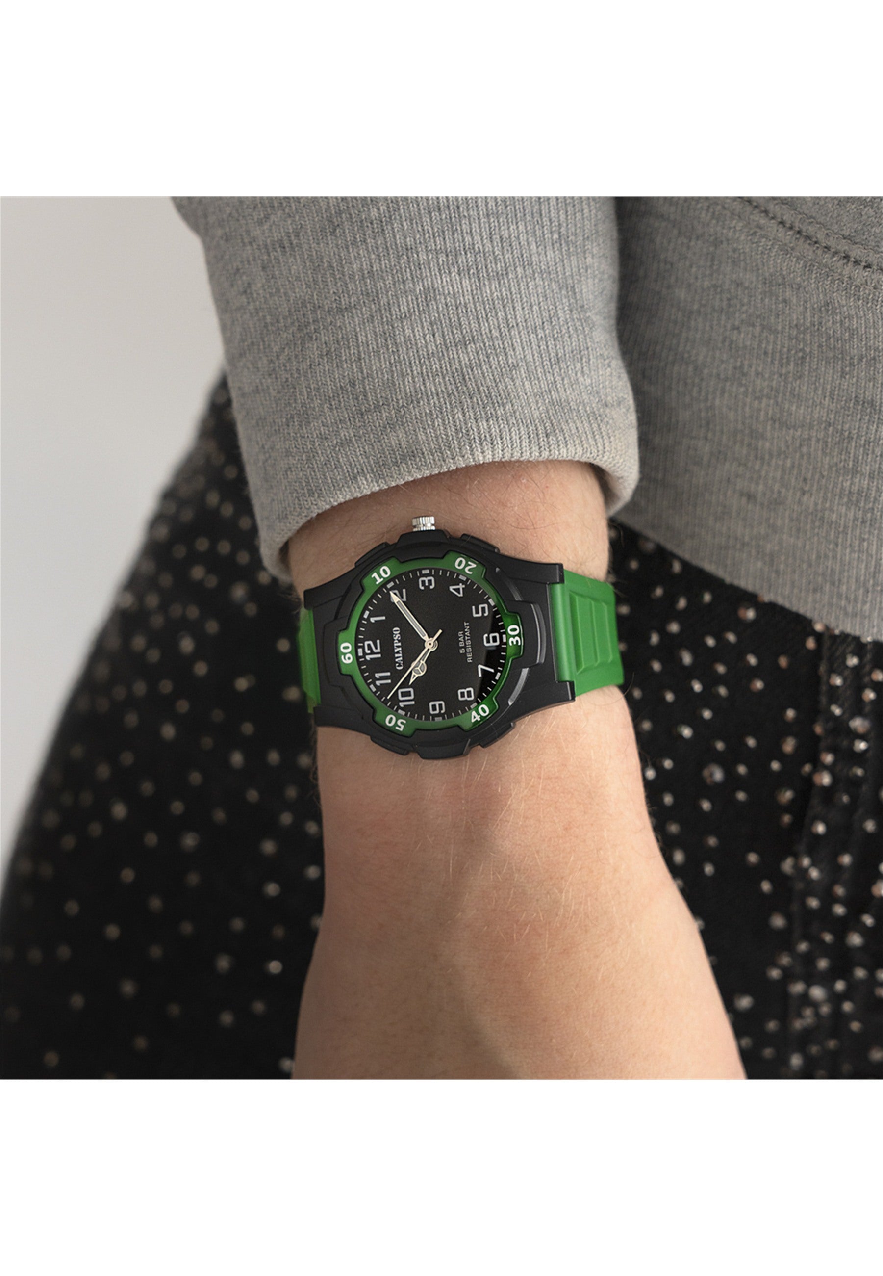 MONTRE VERT BRACELET CAOUTCHOUC, HOMME