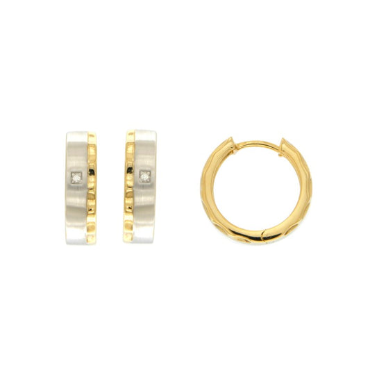 Créoles femme argent 925 rhodié bicolore or zirconia 16mm