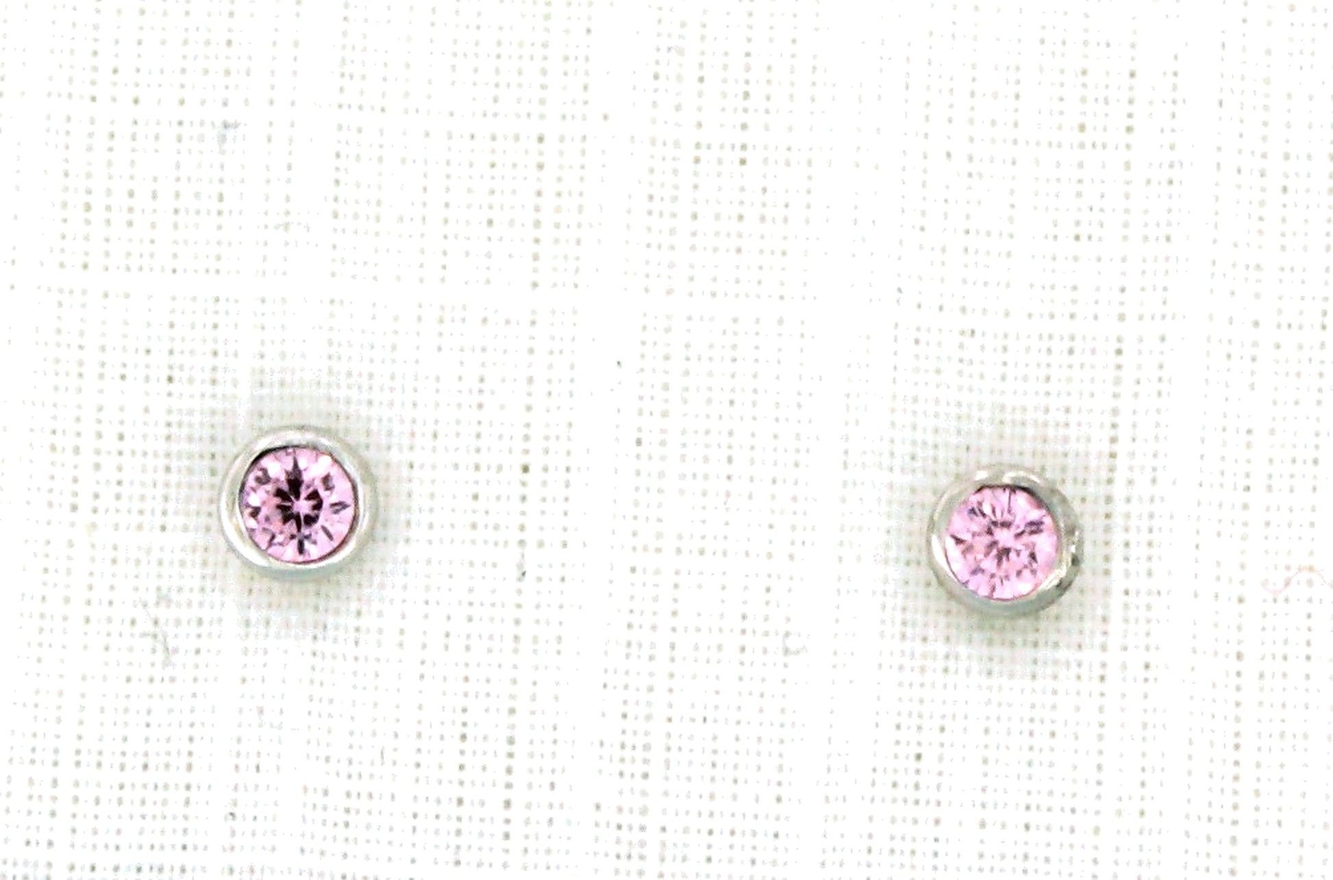 Clous d'oreilles femme argent rhodié quartz rose rond