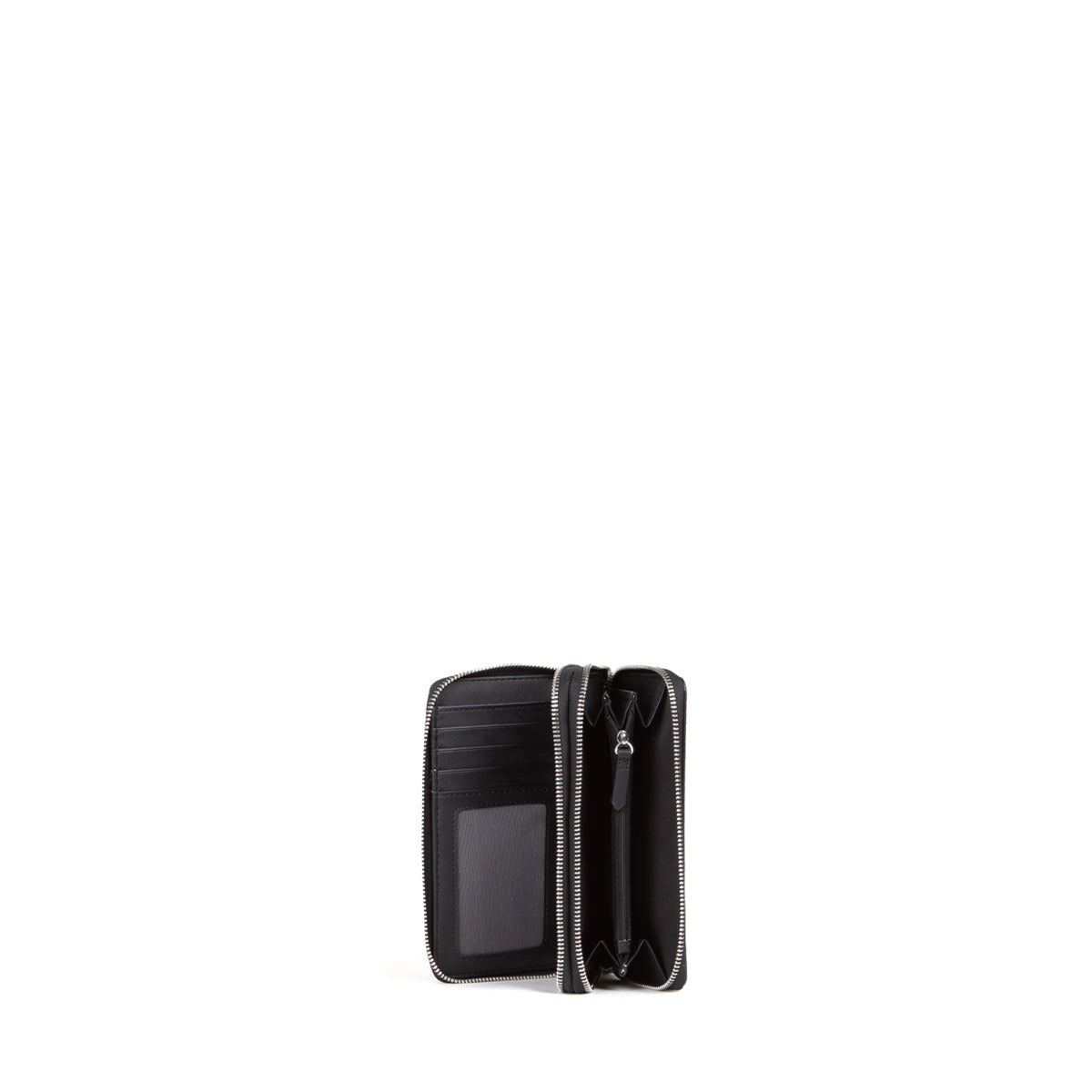 Portefeuille femme zippé cuir grainé noir élégant