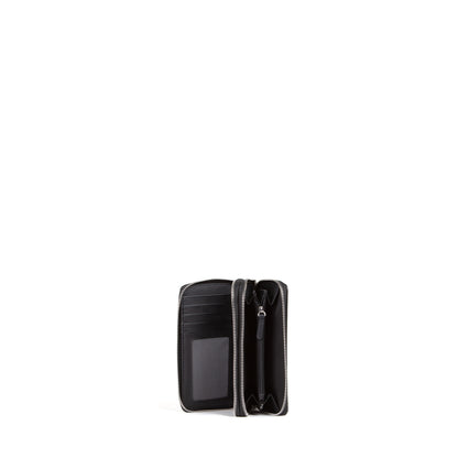 Portefeuille femme zippé cuir grainé noir élégant
