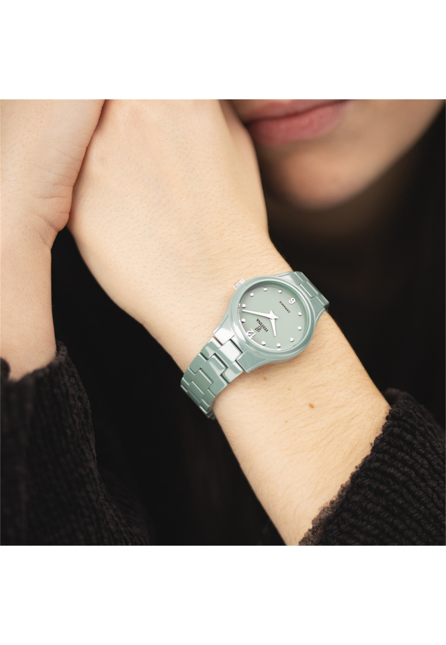 MONTRE FEMME CERAMIQUE VERT