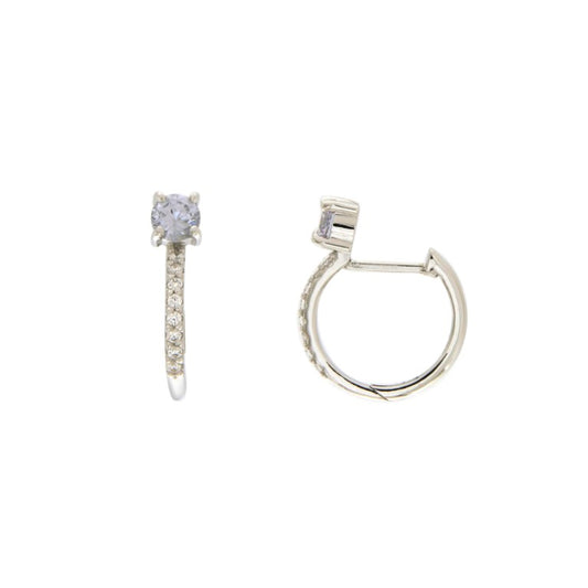 Créoles femme argent rhodié zirconia lavande 15 mm