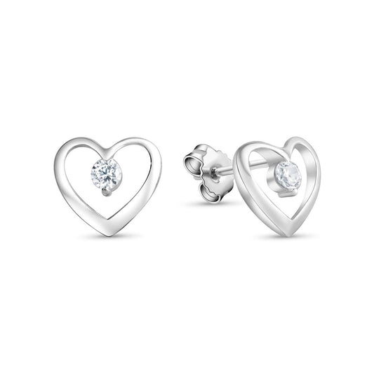 Clous d'oreilles femme argent rhodié cœur zirconia