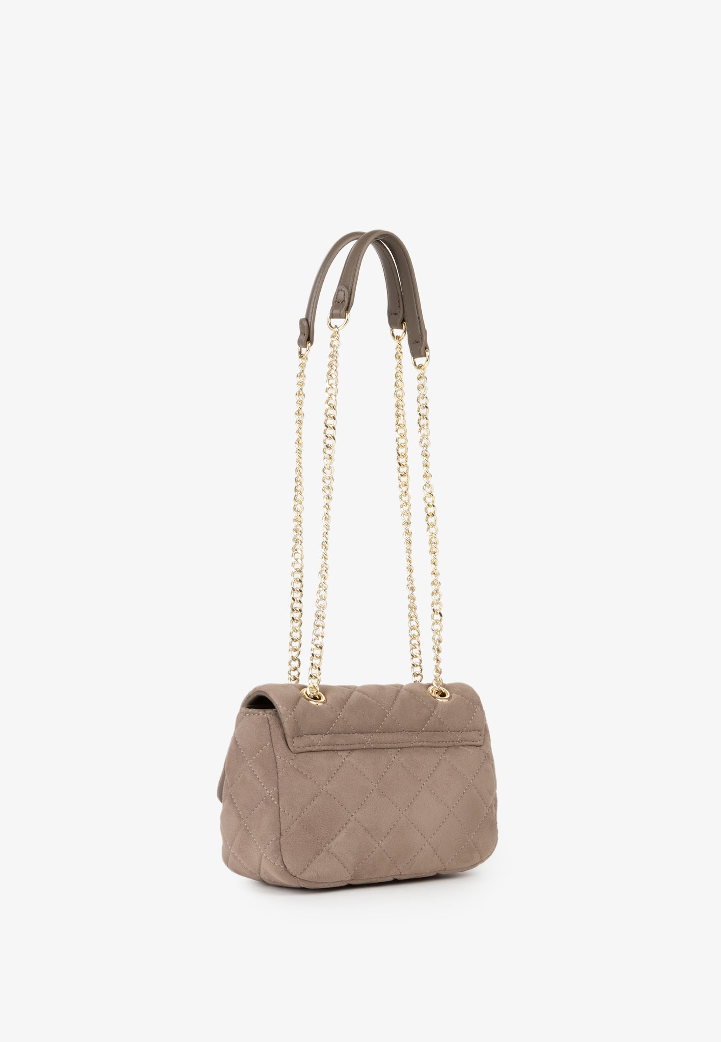 Sac bandoulière femme matelassé taupe chaîne dorée
