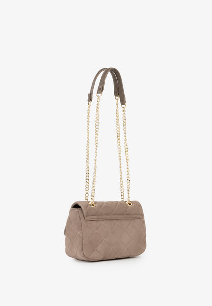 Sac bandoulière femme matelassé taupe chaîne dorée