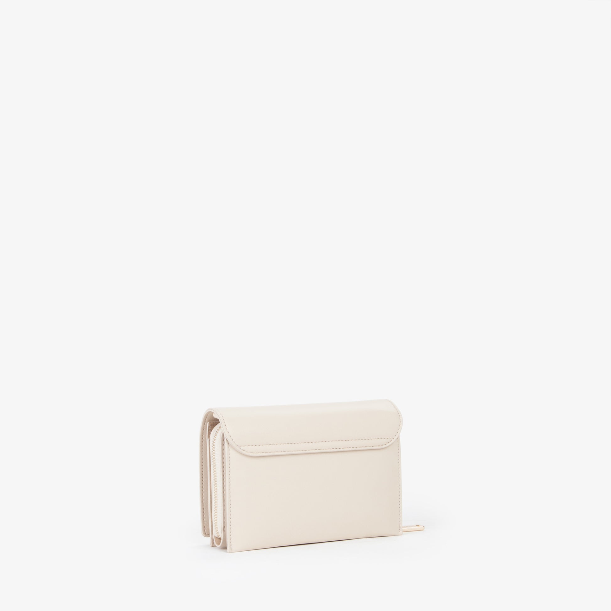 Sac bandoulière femme écru simili cuir fermeture rabat