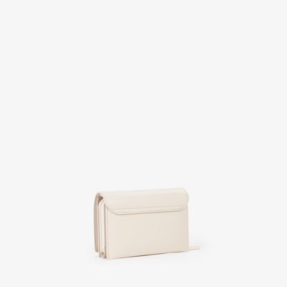 Sac bandoulière femme écru simili cuir fermeture rabat