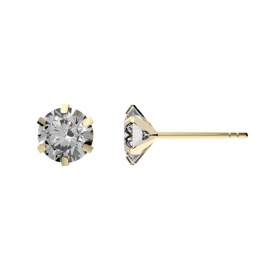 Clou d'oreille femme or jaune 9 carats zirkonia rond