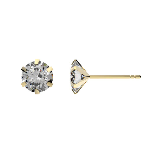 Clou d'oreille femme or jaune 9 carats zirkonia rond