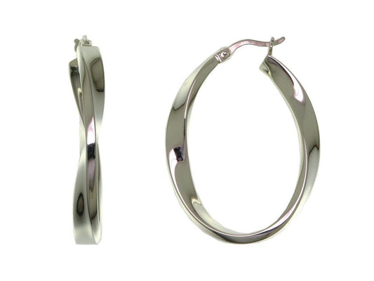 Créoles femme argent rhodié torsadées 925