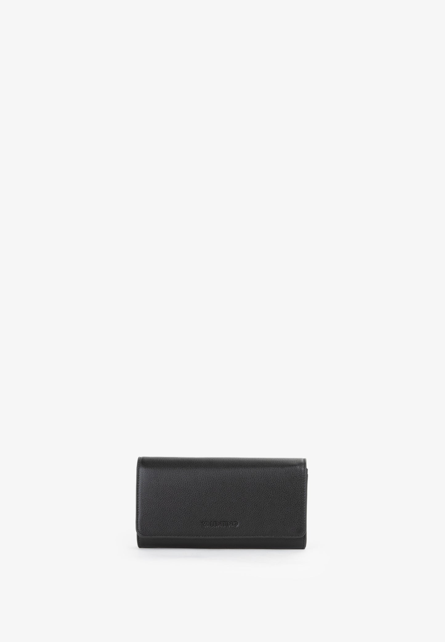 Portefeuille femme cuir grainé noir fermeture rabat