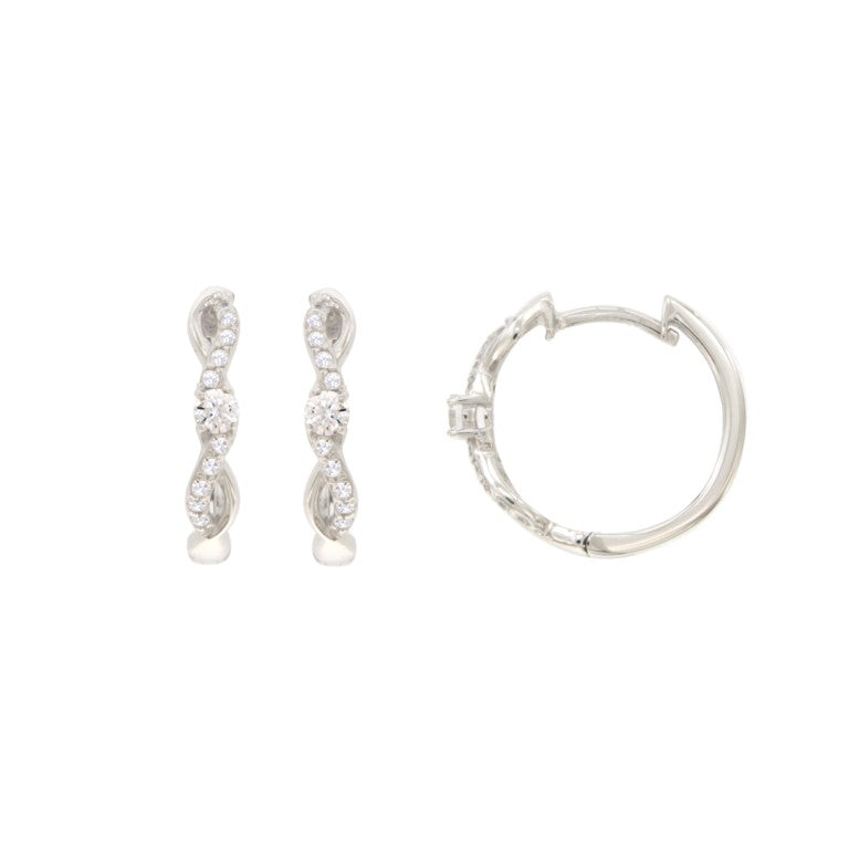 Créoles femme argent rhodié torsadées zirconia