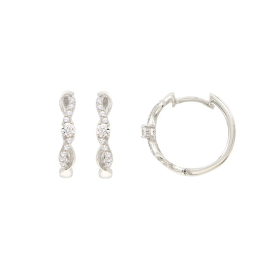 Créoles femme argent rhodié torsadées zirconia