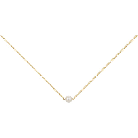 Collier femme acier doré perle synthétique 42 cm