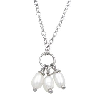 Collier femme argent 925 rhodié trio perles d'eau douce