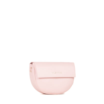 Sac bandoulière femme demi-lune simili cuir rose poudré