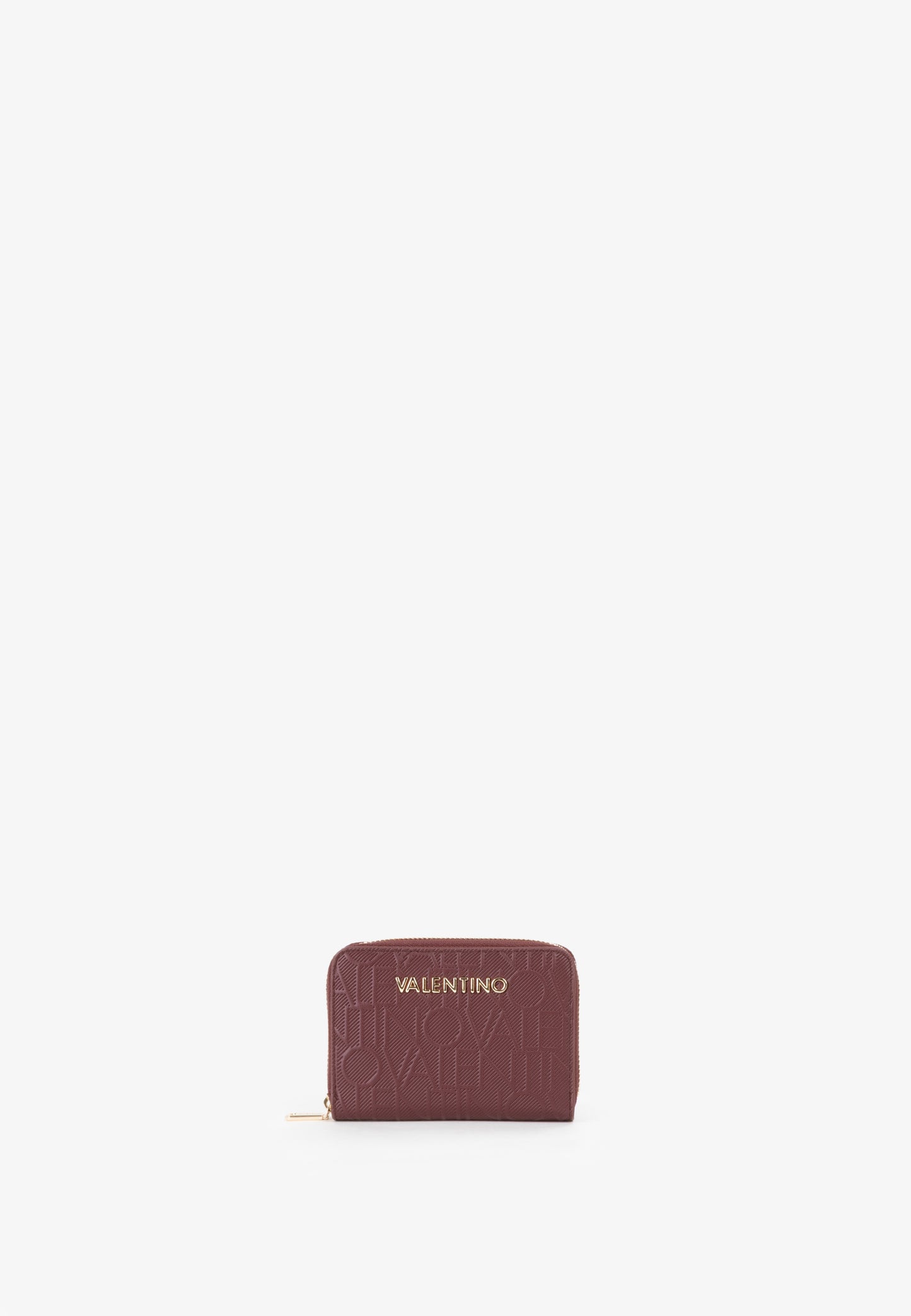 Portemonnaie femme bordeaux zippé motif monogramme