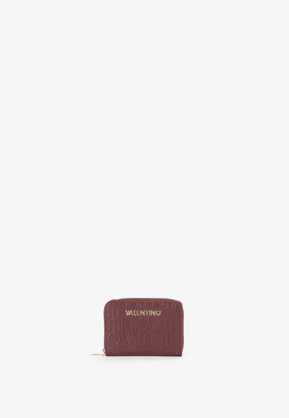 Portemonnaie femme bordeaux zippé motif monogramme