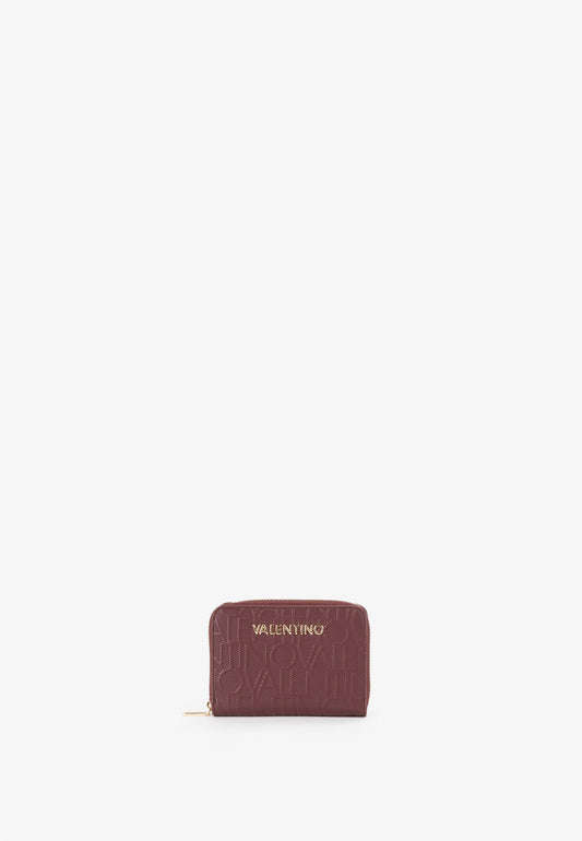 Portemonnaie femme bordeaux zippé motif monogramme