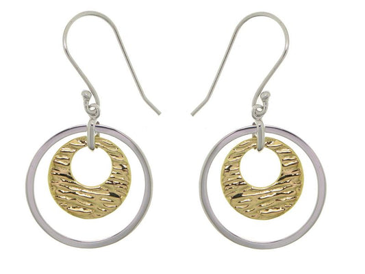 Boucles d'oreilles femme argent 925 rhodié bicolore doré