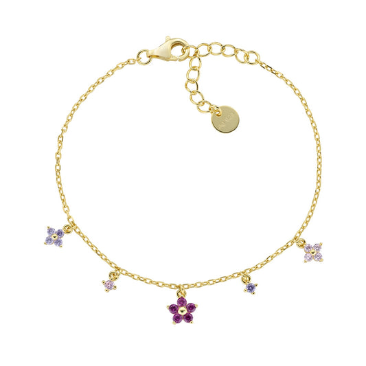 Bracelet femme argent doré fleurs zirkonia collection Primrose