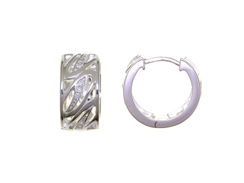 Créoles femme argent rhodié motif vagues zirconia 16mm