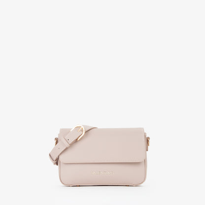 Sac bandoulière femme beige nude rabat doré élégant