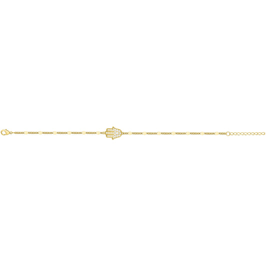 Bracelet femme plaqué or main de Fatma zirconia