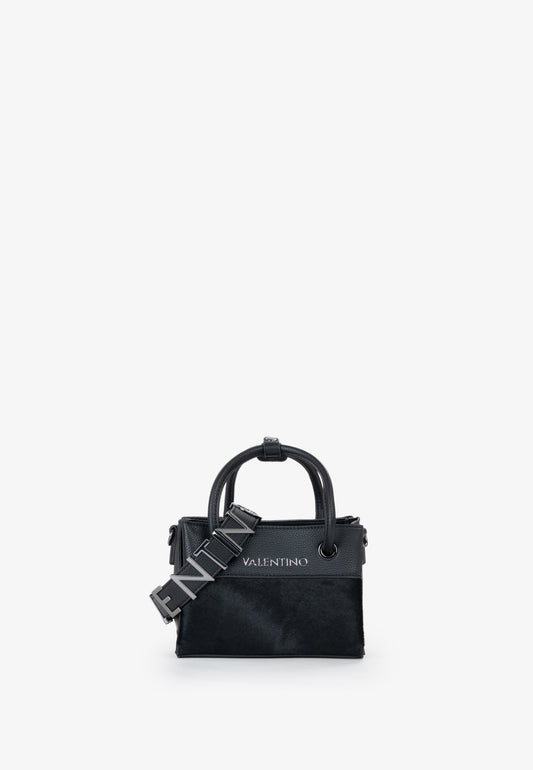 Sac à main femme noir bimatière bandoulière logo