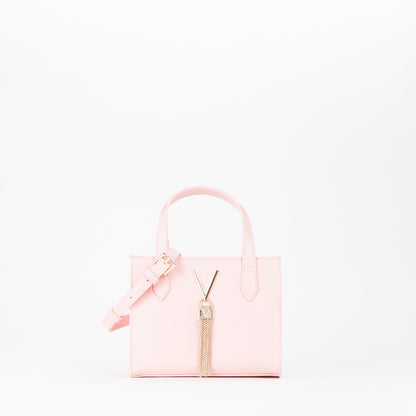 Sac à main femme rose poudré avec breloque dorée