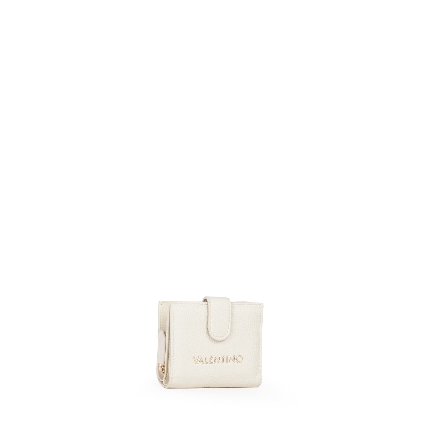 Portefeuille femme écru simili cuir grainé fermeture languette