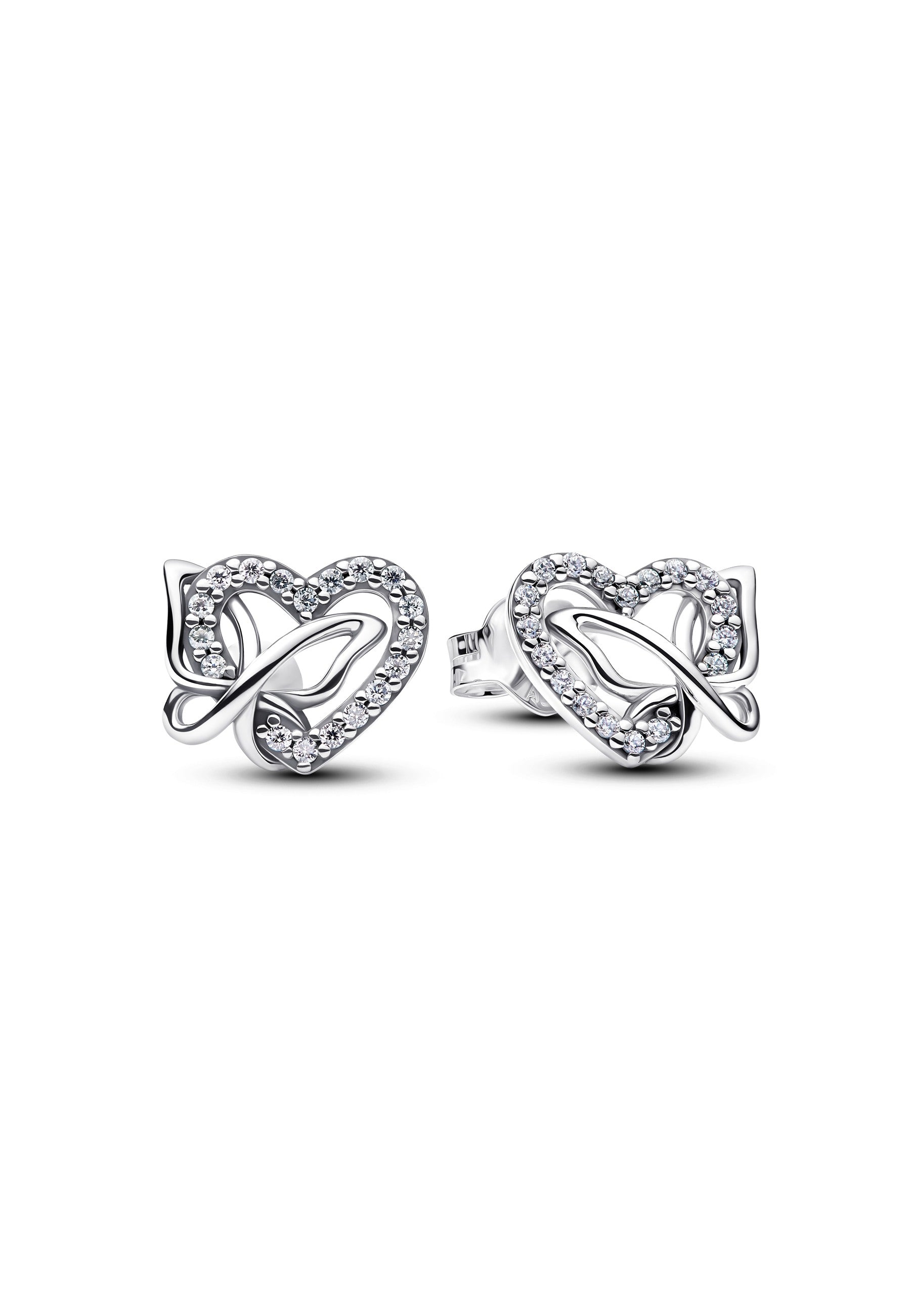 Boucles d'oreilles puces Cœur et Papillon entrelacés