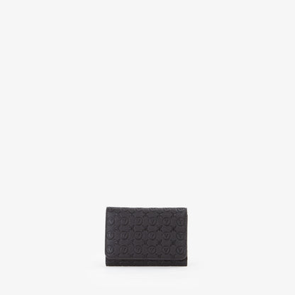 Portefeuille femme noir monogramme embossé compact