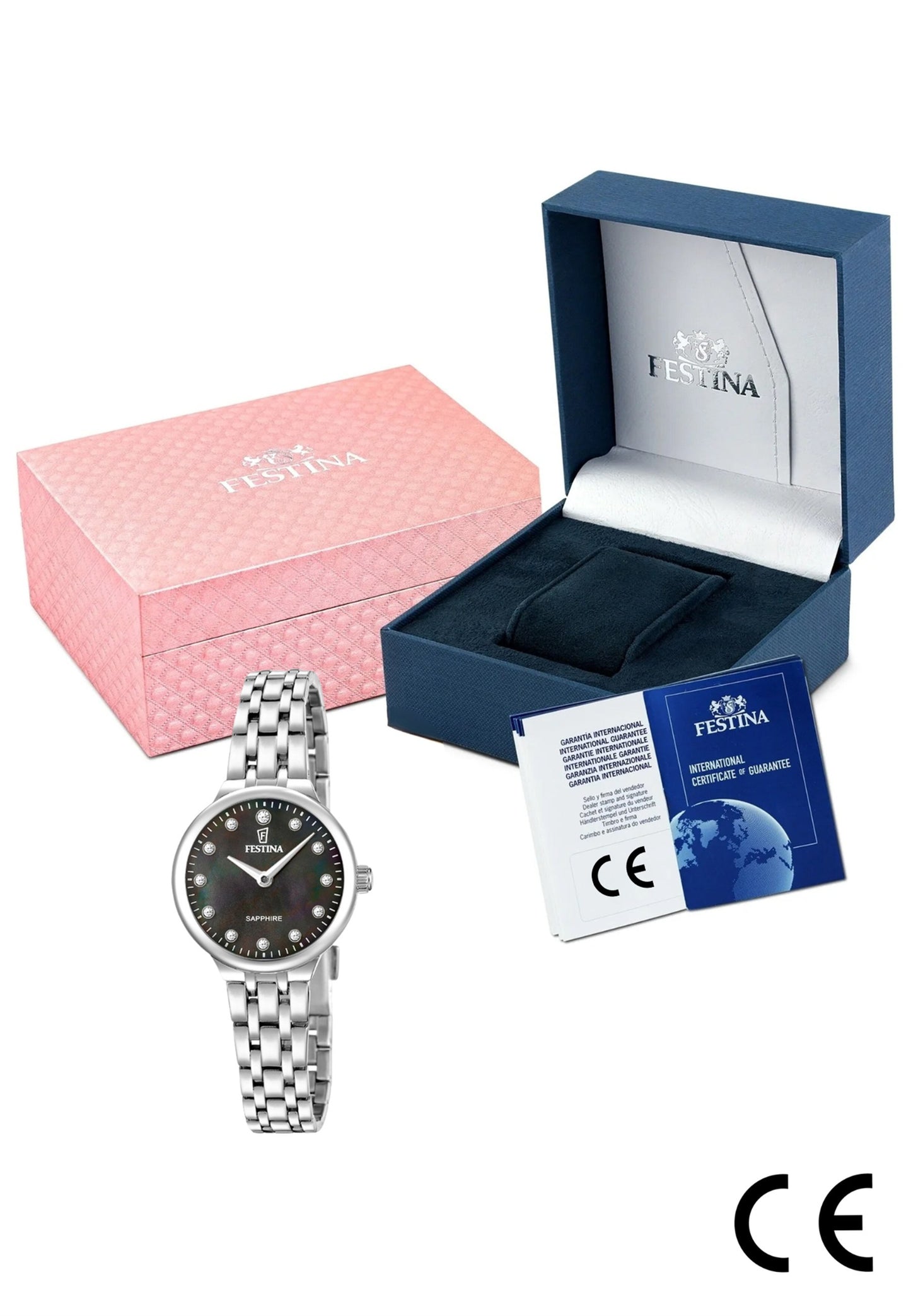 MONTRE MADEMOISELLE NOIR, BRACELET ACIER INOXYDABLE, FEMME