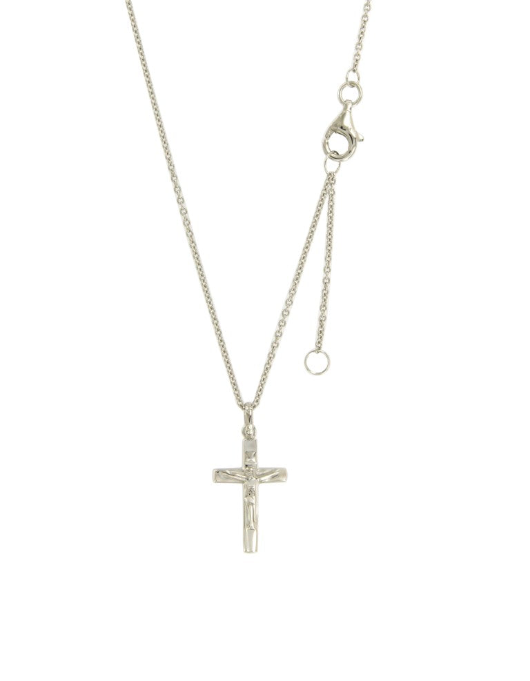 Collier femme argent rhodié pendentif croix christ 42cm
