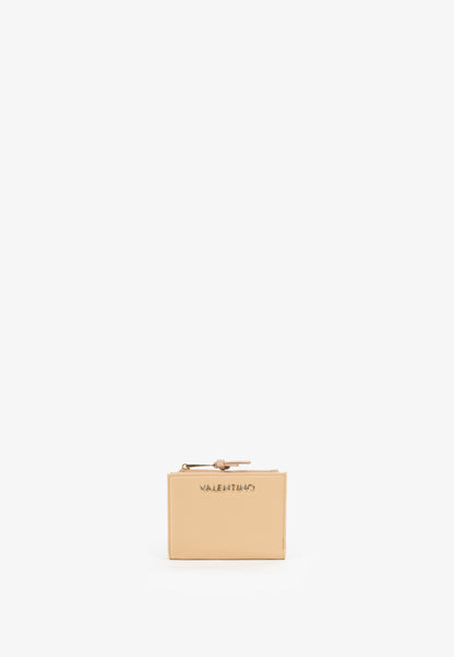 Porte-monnaie femme beige zippé porte-cartes compact