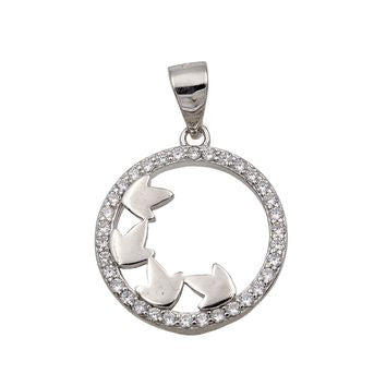 Collier femme argent 925 rhodié cercle étoiles zirconias