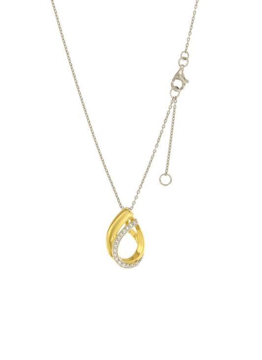 Collier femme argent bicolore pendentif zirconia 42cm