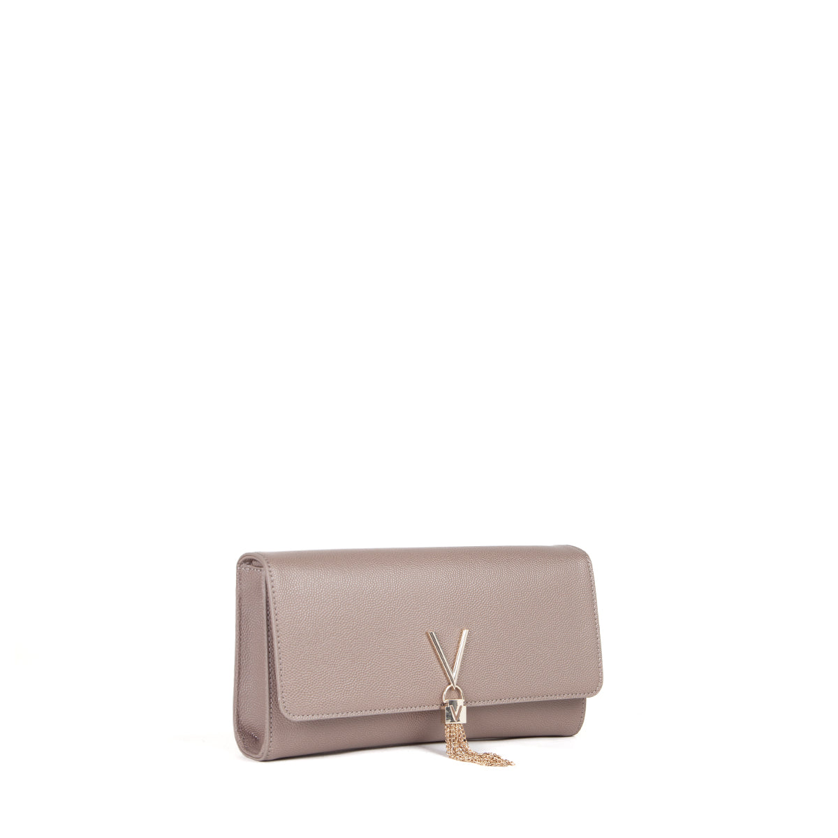 Sac pochette femme taupe chaîne dorée avec breloque