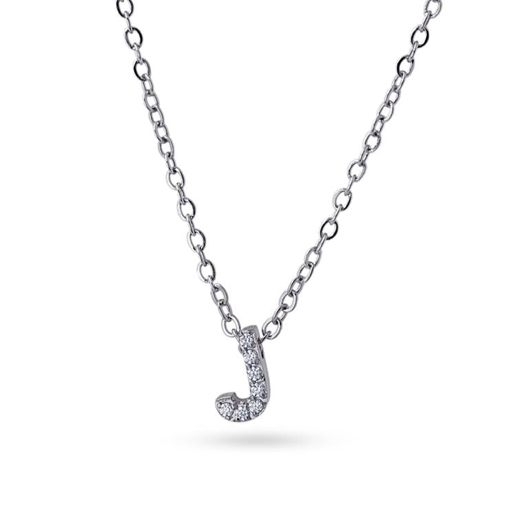 COLLIER - ACIER - ZIRCONIA - LETTRE J
