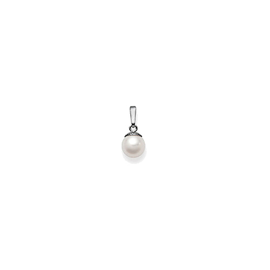 Pendentif femme or blanc 18 carats perle de culture