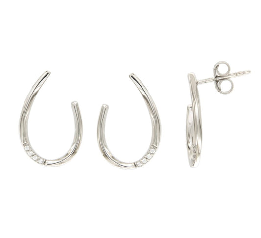 Boucles d'oreilles femme argent rhodié zirconia fer à cheval