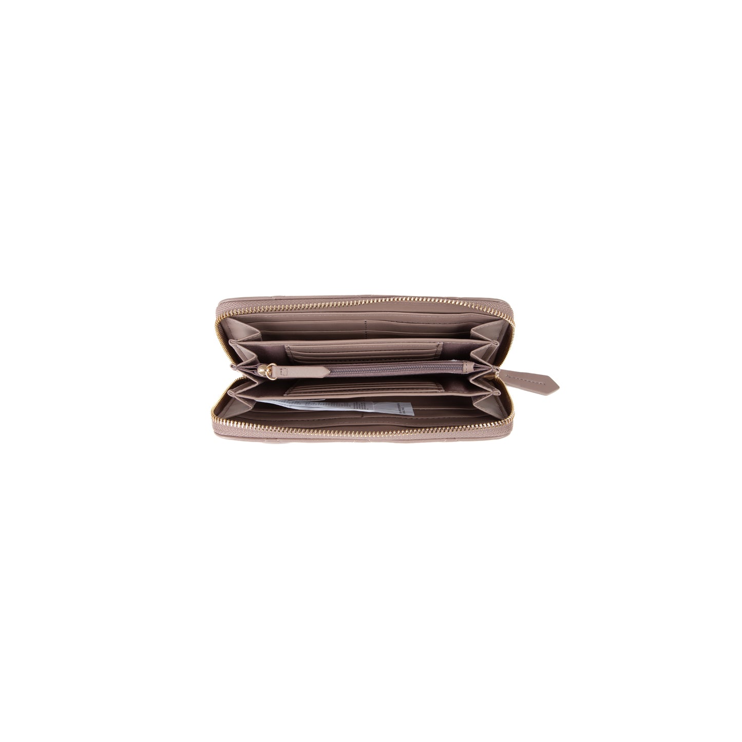 Portefeuille femme zippé matelassé taupe gold