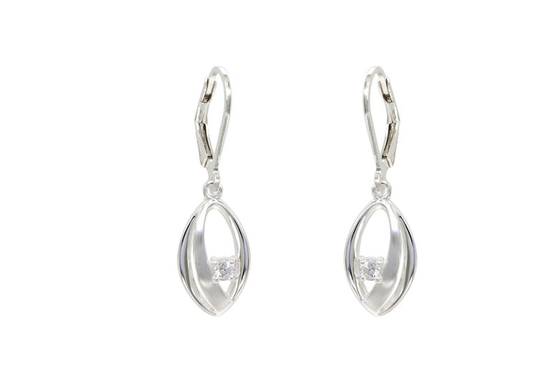 BOUCLES D'OREILLES ARGENT RHODIE - ZIRCONIA