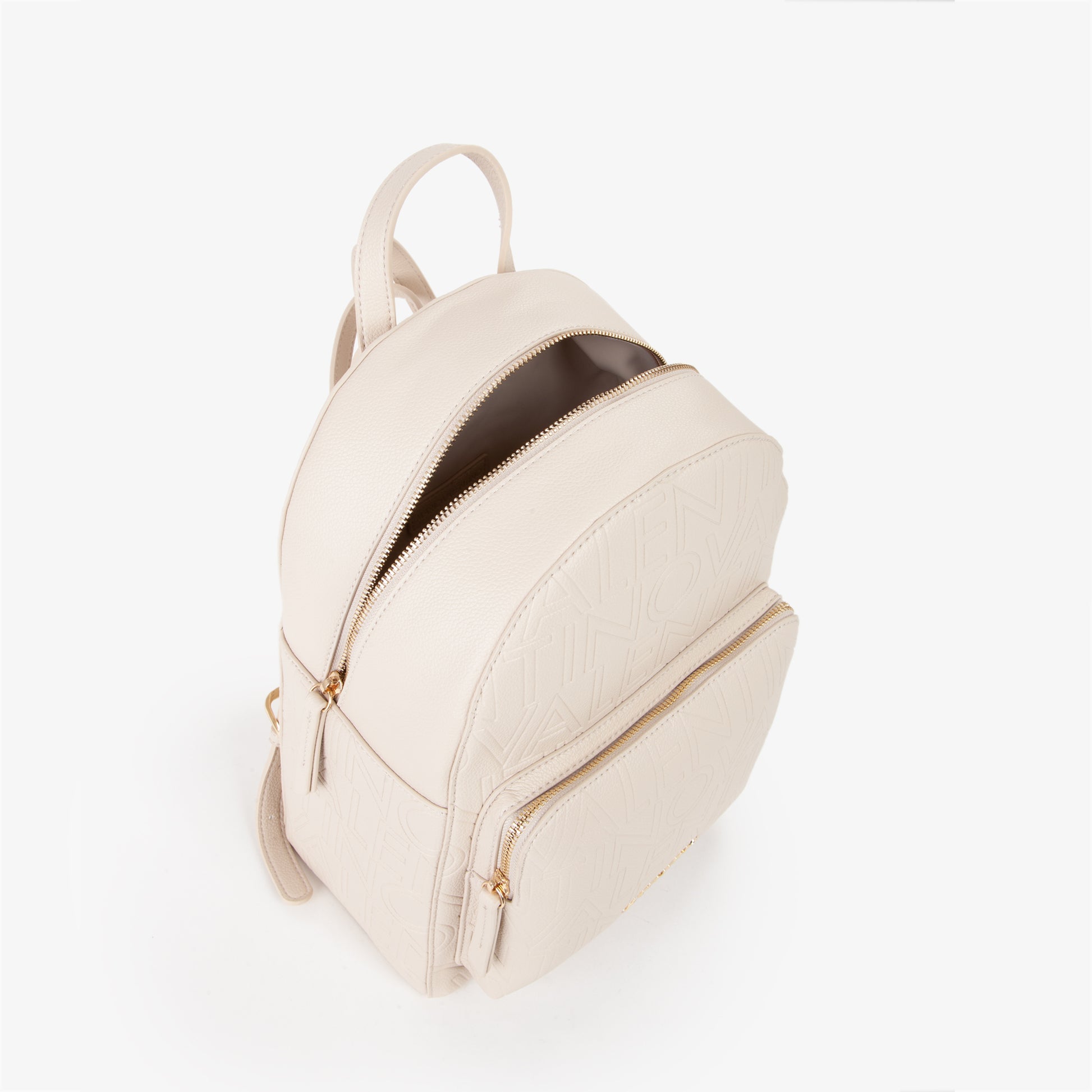 Sac à dos femme écru simili cuir monogramme gaufré