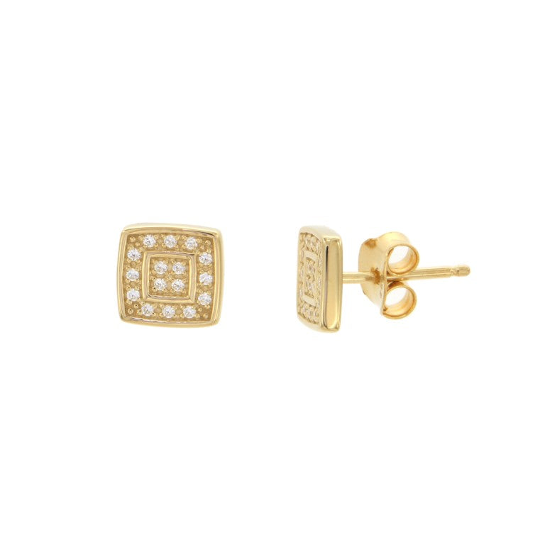 Clous d'oreilles femme argent doré carré zirconia