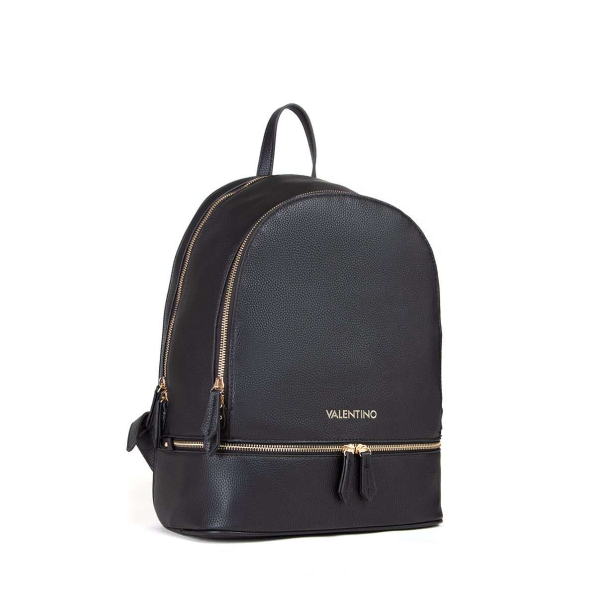 Sac à dos femme cuir grainé noir zips dorés élégant