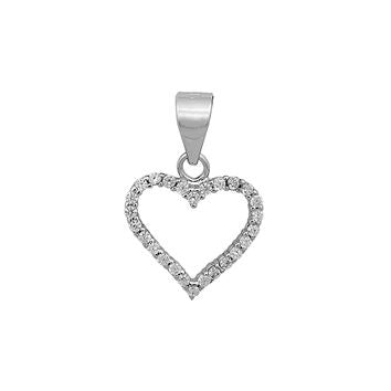 Collier femme argent rhodié pendentif cœur zirconia